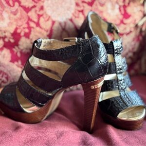 Michael Kors Black Croc-Embossed Heels